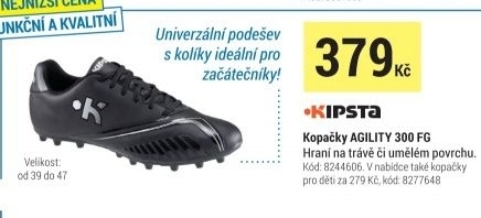 FOTBALOVÉ KOPAČKY AGILITY 300 FG NA SUCHÝ POVRCH ČERNÉ