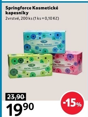 Kapesníčky papírové 2vrstvé Springforce - box