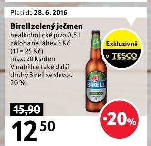 Nealkoholické pivo Zelený ječmen Birell