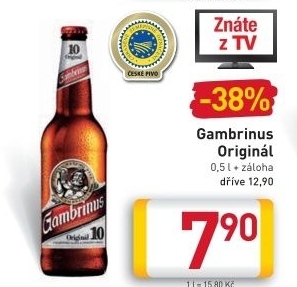 Pivo světlé výčepní Originál 10° Gambrinus