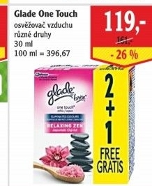 Osvěžovač vzduchu One touch Glade by Brise - náplň