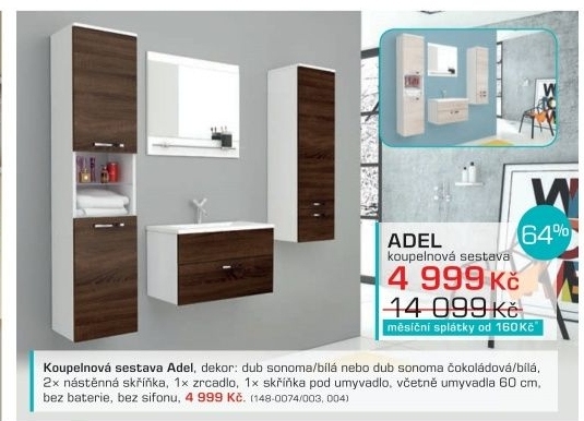 Adel - Sestava s umyvadlem (bílá/sonoma)
