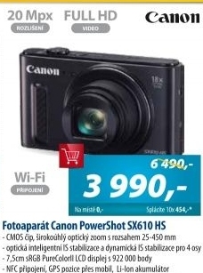 Fotoaparát Canon PowerShot SX610 HS černý