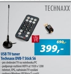 TV tuner Technaxx DVB-T Stick S6 USB externí