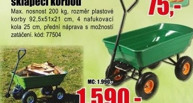 Vozík zahradní se 4 koly, nosnost 200kg