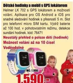 Hodinky Helmer LK 702 modré s lokátorem