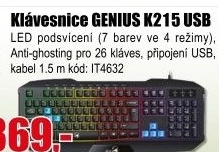 Klávesnice GENIUS K215 USB CZ+SK black