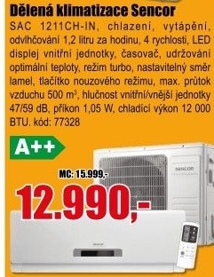 Klimatizace Sencor SAC 1211CH-IN + OUT