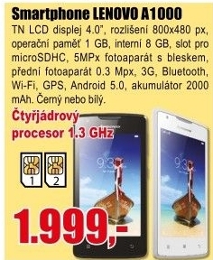 Telefon LENOVO A1000 Black