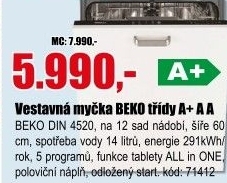 Myčka BEKO DIN 4520 A+