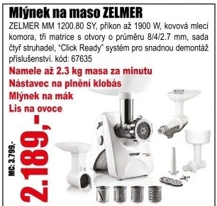 Mlýnek na maso ZELMER MM 1200.80 SY (ZMM1208S)