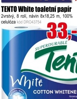 Toaletní papír TENTO White 2vrstvý 8 rolí, 146 m