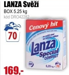 Prací prášek LANZA 70PD/5,25kg Svěží