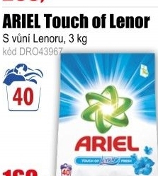 Prací prášek ARIEL Touch of Lenor 40 PD, 3 kg