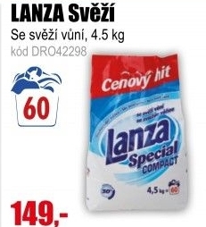 Prací prášek LANZA 60 PD 4,5 kg