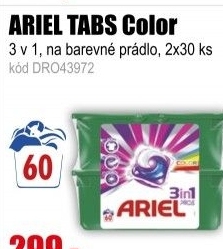Ariel 3in1 Color gelové kapsle 60 kusů