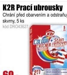 K2R Prací ubrousky a odstr. skvrn 5 ks