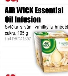 AIR WICK svíčka Essential Oil Infusion Vanilka a hnědý cukr 105g