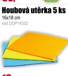 Utěrka houbová 16x18cm - 5 ks
