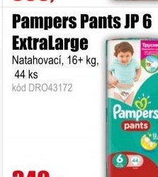 Plenky Pampers Pants JP 6 Extra Large 16+ kg 44 ks