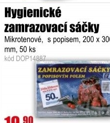 Sáčky zamrazovací s popisem 200 x 300 mm, 50ks, 15my