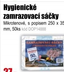 Sáčky zamrazovací s popisem 250 x 350 mm, 50ks, 15my