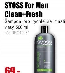 Šampon SYOSS For Men Clean+Fresh 500 ml