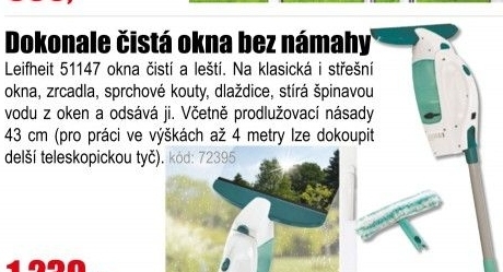 Vysavač na okna Leifheit 51147 AKU s tyčí + oboustranný mop