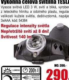 Svítilna čelová Tesla