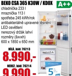 Kombinovaná chladnička BEKO CSA 365 K30W