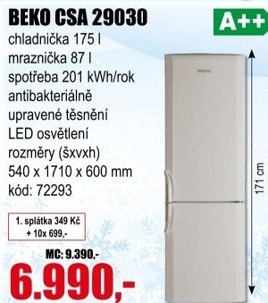 Kombinovaná chladnička Beko CSA29030