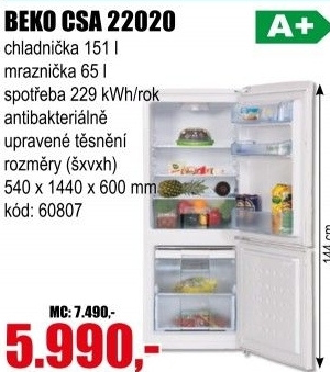 Kombinovaná chladnička Beko CSA 22020