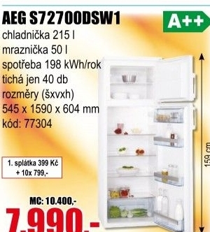 Kombinovaná chladnička AEG S72700DSW1