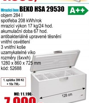 Pultový mrazící box Beko HSA 29530