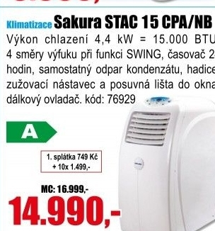 Mobilní klimatizace Sakura STAC 15 CPA/NB
