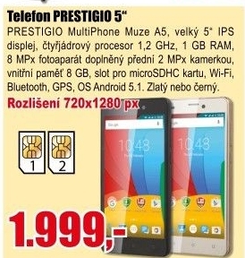 Mobilní telefon MultiPhone Muze A5 Prestigio