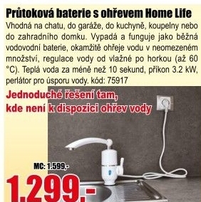 Vodovodní baterie s elektrickým ohřevem vody Termo Quick HomeLife