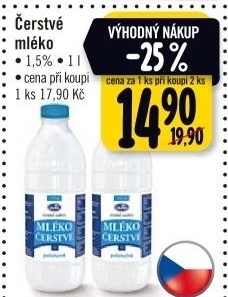Mléko čerstvé Olma - 1,5% polotučné