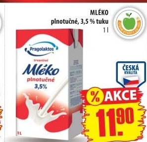 Mléko trvanlivé Pragolaktos - 3,5% plnotučné