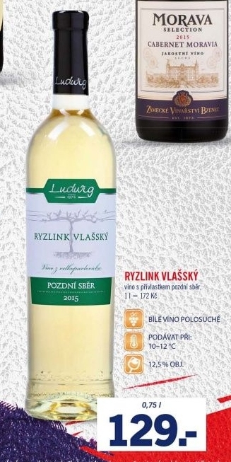 Víno Ryzlink vlašský Vinařství Ludwig - pozdní sběr