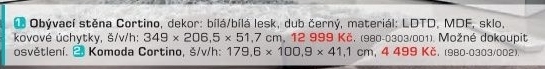 Cortino CTXM01-J37 (bílá/bílá lesk, dub černý)