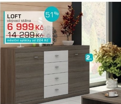 Loft - Komoda 150 (Dub truffle/bílá)