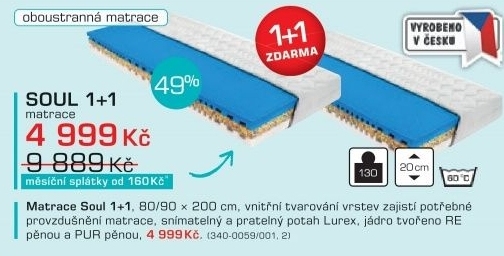 Soul - Matrace 1+1, 200x80x20 (potah lurex)