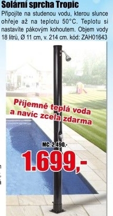 Solární sprcha Tropic Clean Pool