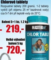 Přípravek do bazénu Chlór tablety Mastersil