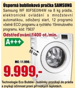 Úsporná bublinková pračka Samsung WF 80F5E0W4W