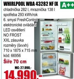 Kombinovaná chladnička Whirlpool WBA 43282 NF IX