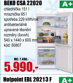 Kombinovaná chladnička Beko CSA 22020