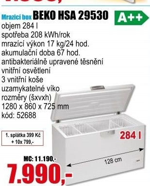 Pultový mrazící box Beko HSA 29530