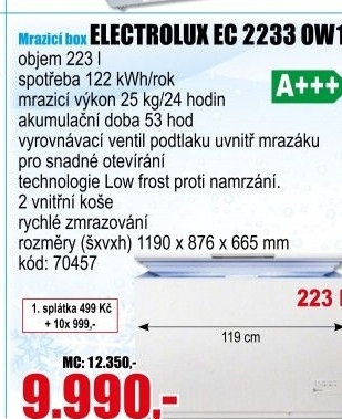Pultový mrazící box Electrolux EC 2233 OW1